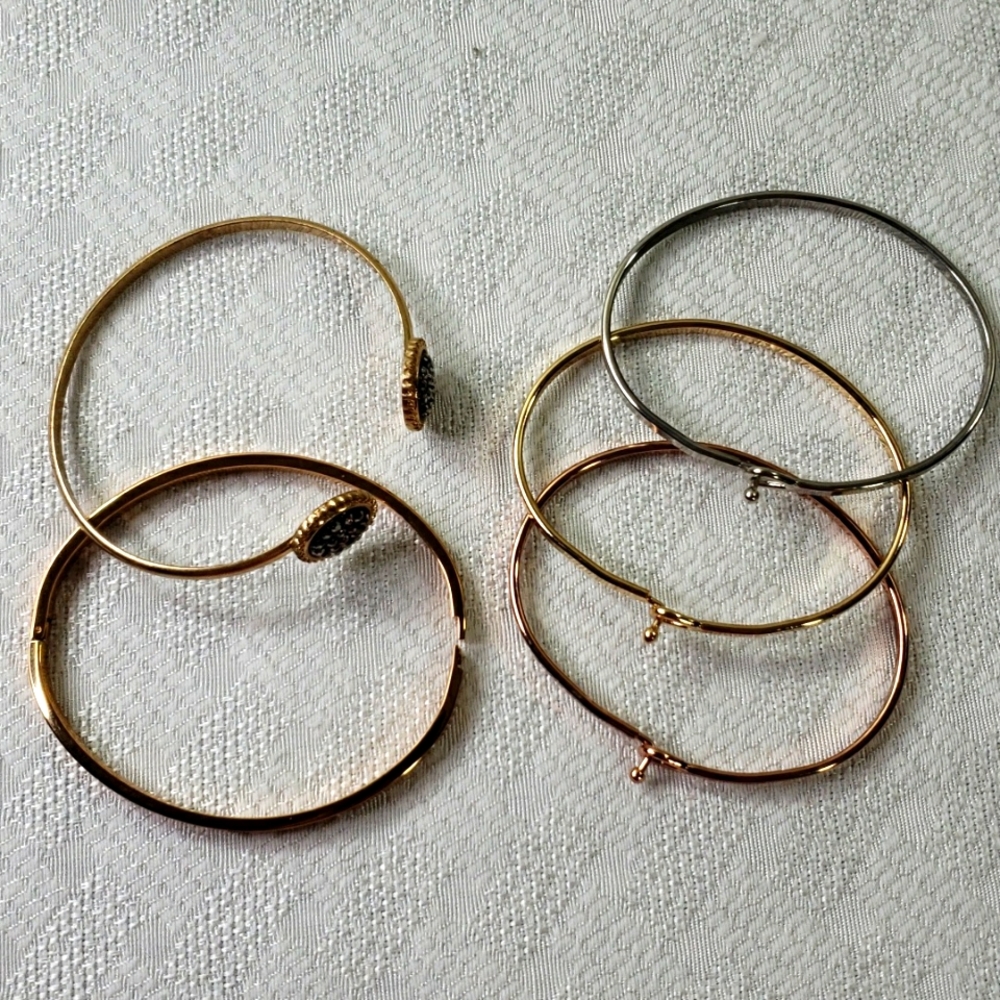 Five bangle fashion bracelets gold silver rose